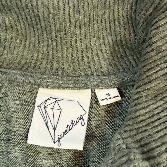 Janet Chung green quarter zip sweater. M Mock neck front pocket 3/4 sleeve. Soft - Picture 7 of 8